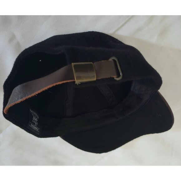 City Hunter Men's Black/Brown Leather Visor Baseball Cap One Size - Picture 6 of 9